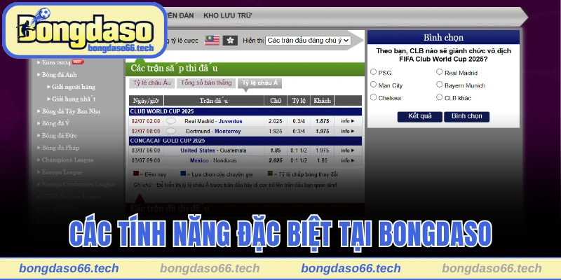 Trang Chủ 22 Các tính năng đặc biệt tại Bongdaso so với đối thủ
