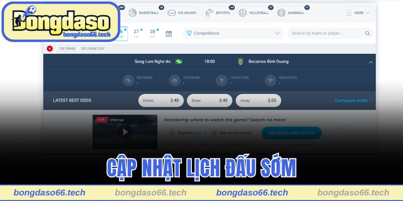 Giới Thiệu Bongdaso - Phân Tích Và Cập Nhật Kèo Sớm Nhất 3 Cập nhật lịch đấu sớm